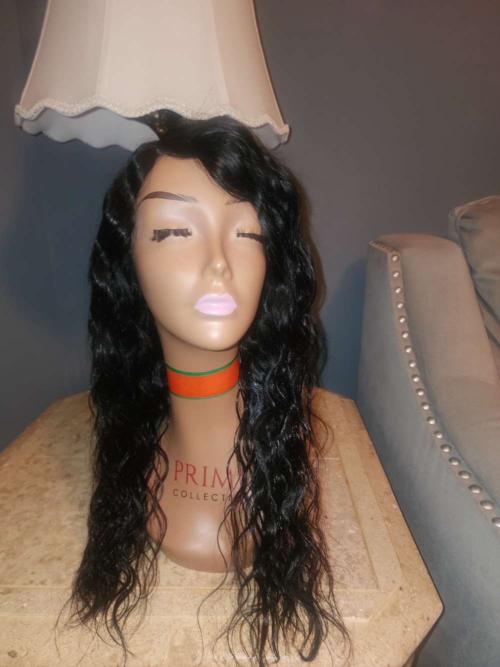 Pure Collection Long Wavy Black Wig with Natural Shine Human Hair 24"